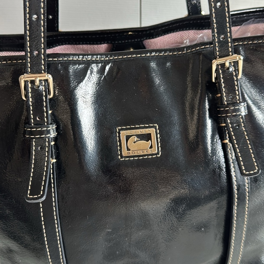 Vintage Dooney and Burke Black Patent Leather
Tote Bag - Picture 3 of 10